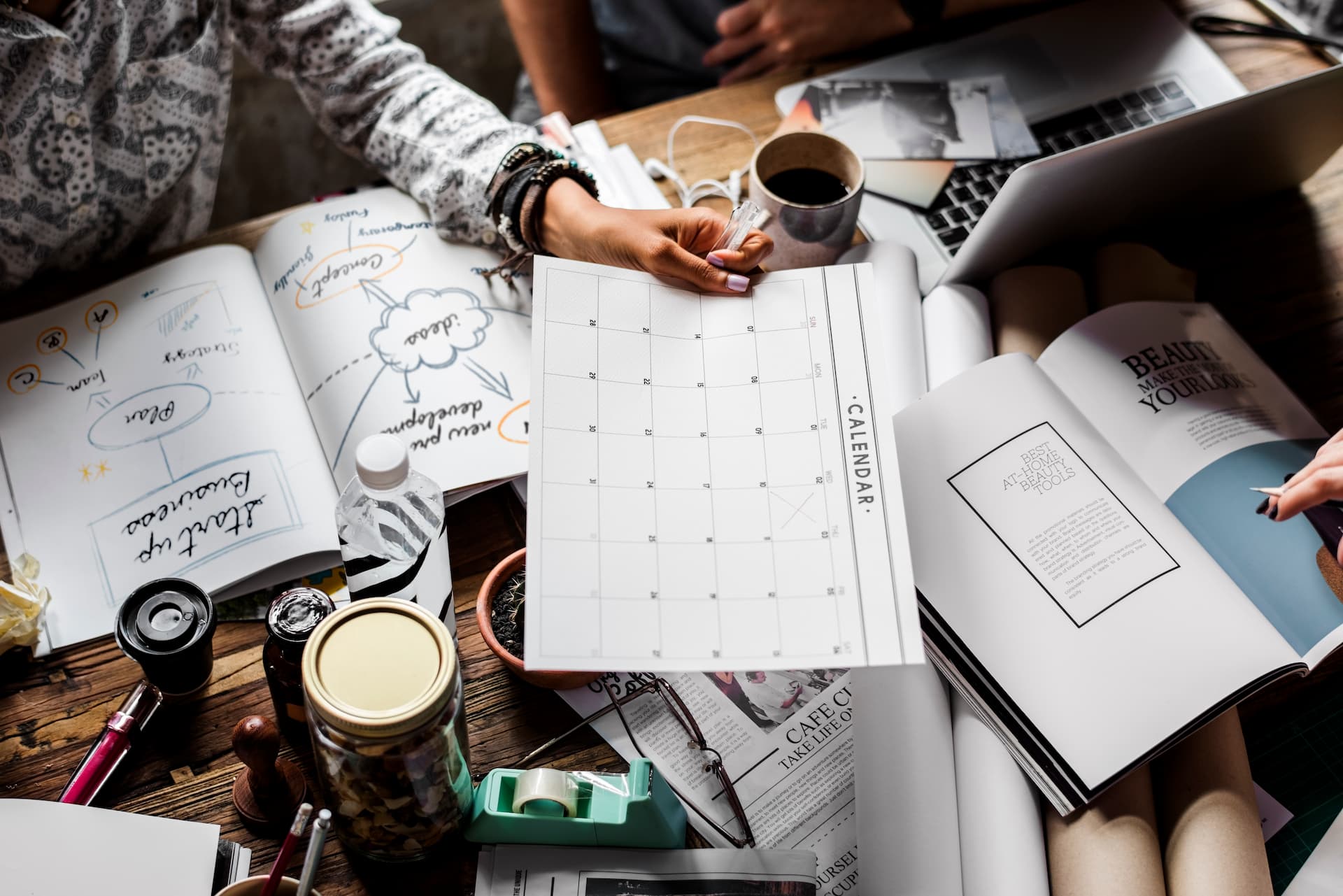 busy person planning business details